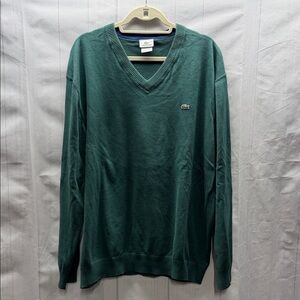 Lacoste Men's Green V-Neck Sweater Size 3X